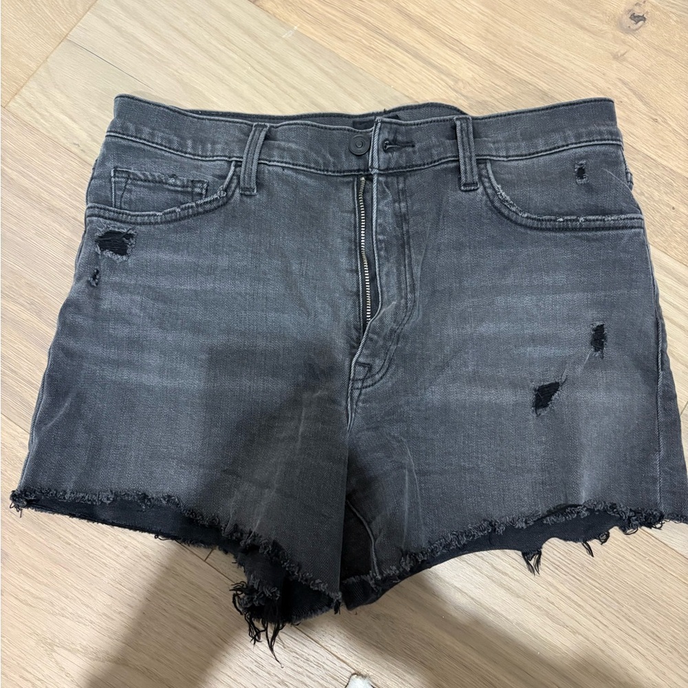 Hudson Jeans Charcoal Distressed Denim Shorts